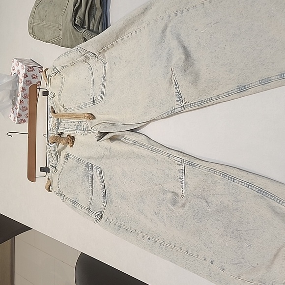 Free People Light Blue Boyfriend Jeans with Brown Tie - Picture 7 of 8